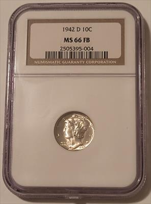 1942 D Mercury Dime MS66 FB NGC