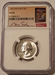 1960 Washington Quarter Type B Reverse Variety FS-901 MS66 NGC Fivaz Signed