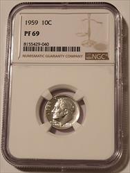 1959 Roosevelt Dime Proof PF69 NGC