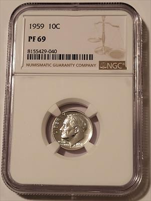 1959 Roosevelt Dime Proof PF69 NGC