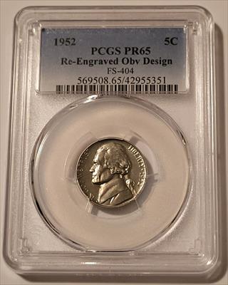 1952 Jefferson Nickel Re-Engraved Obverse Design FS-404 PR65 PCGS