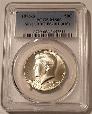 1976 S Silver Kennedy Bicentennial Half Dollar DDO FS-101 MS66 PCGS
