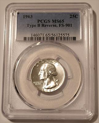 1963 Washington Quarter Type B Reverse FS-901 MS65 PCGS