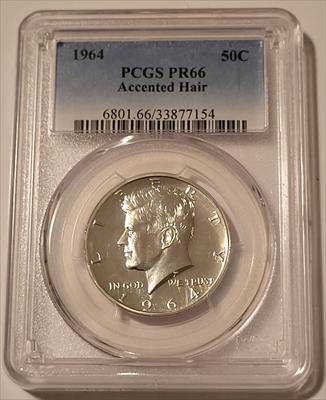1964 Kennedy Silver Half Dollar Accented Hair Proof PR66 PCGS
