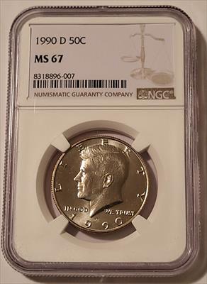 1990 D Kennedy Half Dollar MS67 NGC
