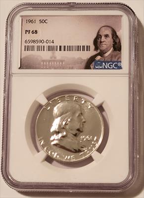 1961 Franklin Half Dollar Proof PF68 NGC Portrait Label