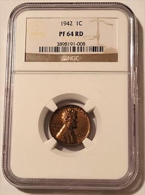 1942 Lincoln Wheat Cent PF64 RED NGC Low Proof Mintage