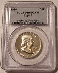 1956 Franklin Half Dollar Type 2 Proof PR66 Cameo PCGS