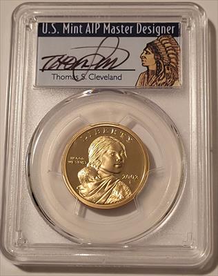 2002 S Native American Dollar Proof PR70 DCAM PCGS Native Label Cleveland Signed
