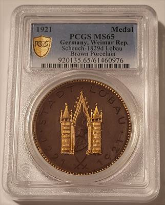 Germany Weimar Republic 1921 Porcelain Medal Lobau Scheuch-1829d MS65 PCGS GSH
