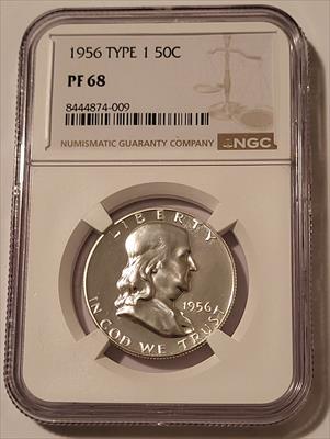 1956 Franklin Half Dollar Type 1 Proof PF68 NGC