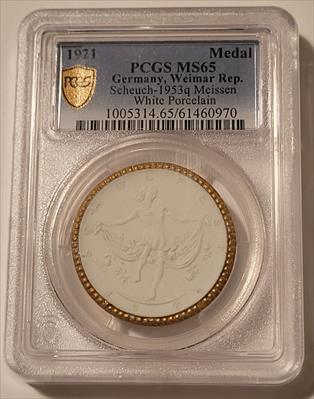 Germany Weimar Republic 1921 White Porcelain Medal Meissen Scheuch-1953q MS65 PCGS GSH