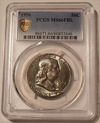 1956 Franklin Half Dollar MS66 FBL PCGS GSH Toned