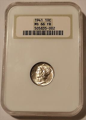 1941 Mercury Dime MS66 FB NGC OH Toning
