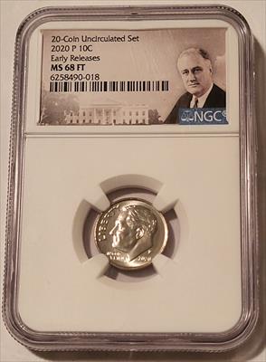 2020 P Roosevelt Dime MS68 FT NGC ER Portrait Label