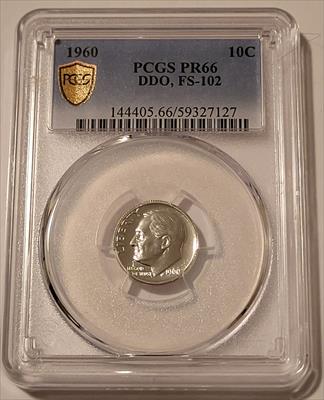 1960 Roosevelt Dime DDO FS-102 Proof PR66 PCGS GSH