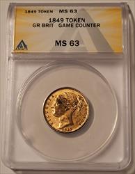 Great Britain Victoria 1849 Game Counter Token To Hannover MS63 ANACS