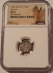 Italy - States Era - Desana 1582-98 Silver Liard MS63 NGC Top Pop