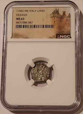 Italy - States Era - Desana 1582-98 Silver Liard MS63 NGC Top Pop
