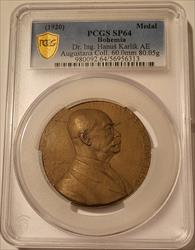 Bohemia 1920 Bronze Medal Dr Ing Hanus Karlik SP64 PCGS GSH