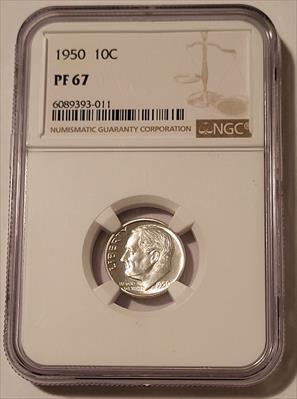 1950 Roosevelt Dime PF67 NGC Low Proof Mintage