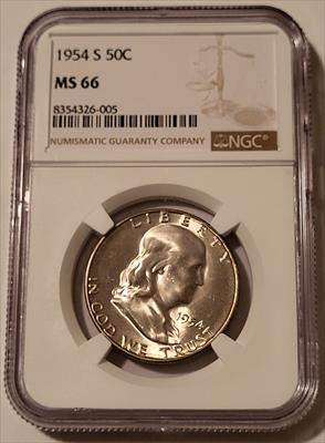 1954 S Franklin Half Dollar MS66 NGC Toning