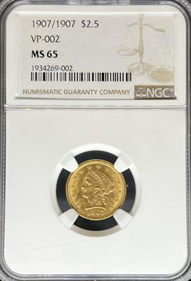 1907/1907 $2.5 Liberty VP-002 MS65 NGC