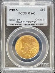 1910-S $20 Indian MS63 PCGS