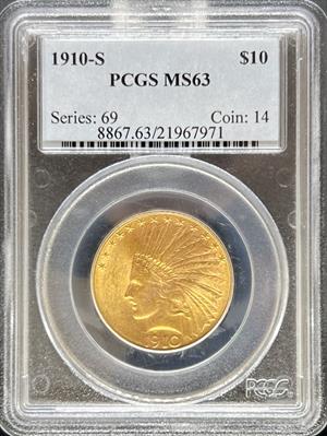 1910-S $20 Indian MS63 PCGS
