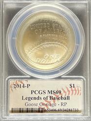 2014 S$1 Legends of Baseball MS69 PCGS Goose Gossage