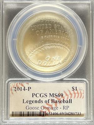 2014 S$1 Legends of Baseball MS69 PCGS Goose Gossage