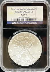 2012-S Silver Eagle MS69 NGC Black Core