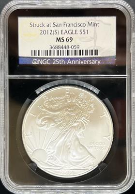 2012-S Silver Eagle MS69 NGC Black Core