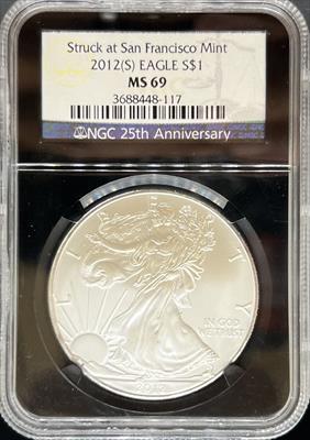 2012-S Silver Eagle MS69 NGC Black Core