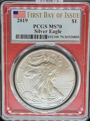 2019 Silver Eagle MS70 PCGS FDI Red Core
