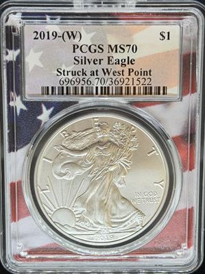 2019-W Silver Eagle MS70 PCGS Flag Core