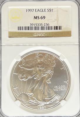 1997 Silver Eagle MS69 NGC