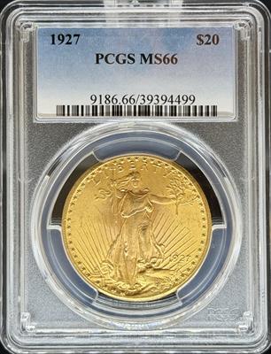 1927 $20 St Gaudens MS66 PCGS