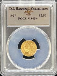 1927 $2.5 Indian MS65+ PCGS DL Hanson