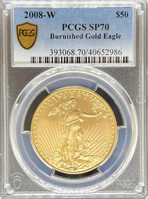 2008-W G$50 Burnished Eagle SP70 PCGS