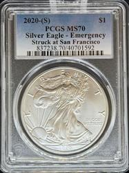 2020-S Silver Eagle MS70 PCGS FDI Emergency Issue