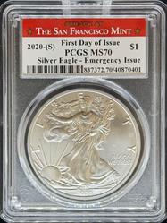 2020-S Silver Eagle MS70 PCGS FDI Emergency Issue