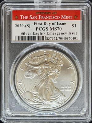 2020-S Silver Eagle MS70 PCGS FDI Emergency Issue