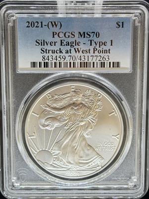 2021-W T1 Silver Eagle MS70 PCGS