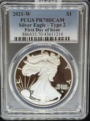 2021-W T2 Silver Eagle PR70DCAM PCGS FDI