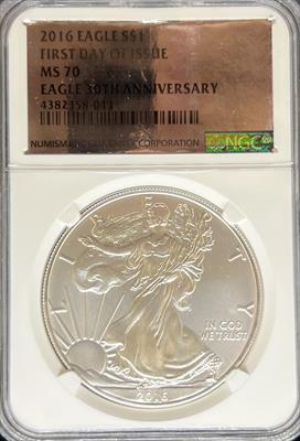 2016 Silver Eagle MS70 NGC FDI 30th Anniversary White Core