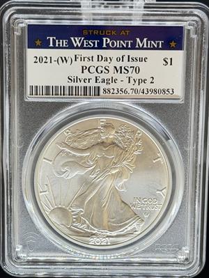 2021-W T2 Silver Eagle MS70 PCGS FDI