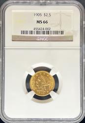 1905 $2.5 Liberty MS66 NGC