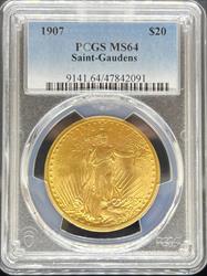 1907 $20 St Gaudens MS64 PCGS