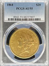 1864 $20 Liberty AU55 PCGS